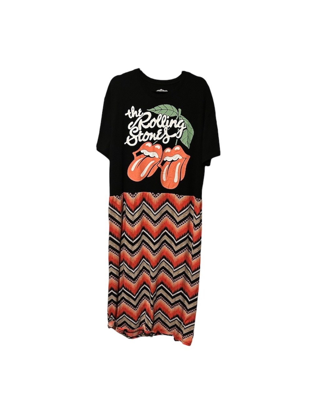 One of a kind Upcycled The Rolling Stones Black Graphic Chevron  Dress